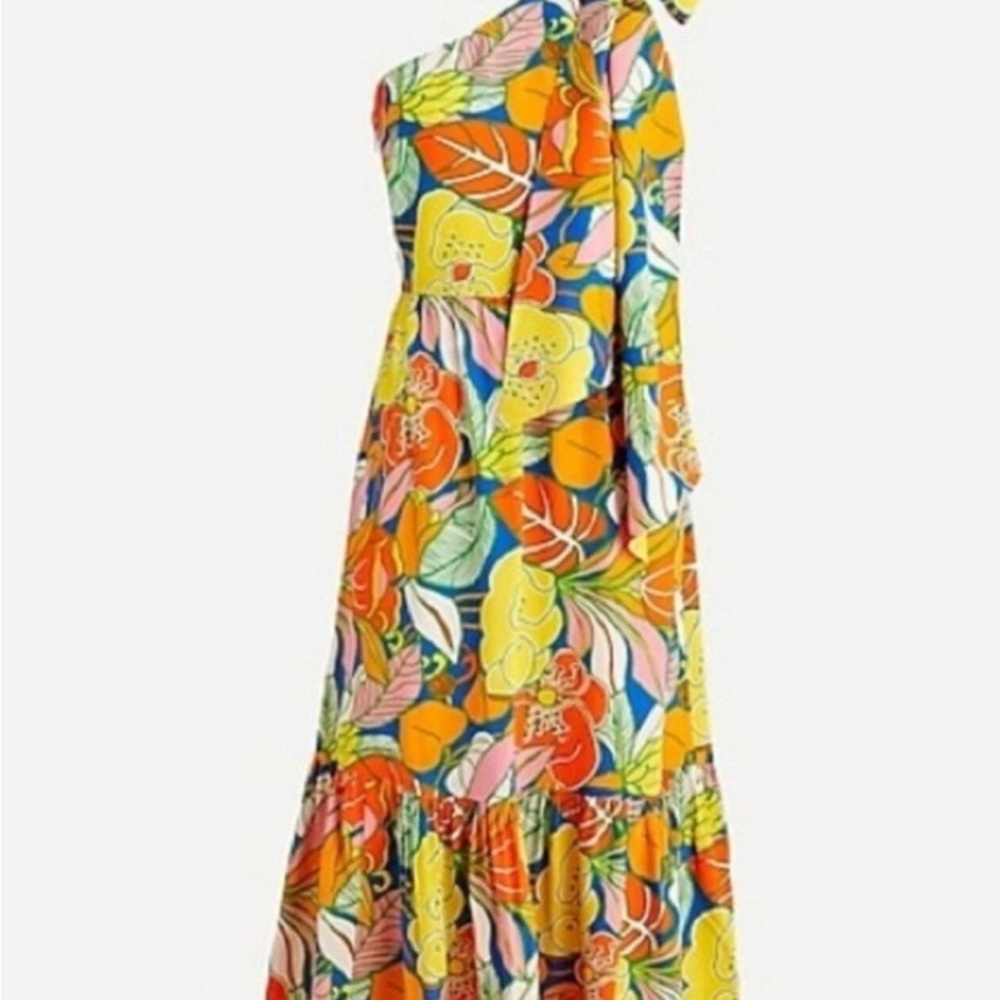 NWT J.Crew size 14 silk midi dress in tropical print - Picture 4 of 13
